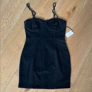 Forever 21 Black Denim Bustier Mini Dress